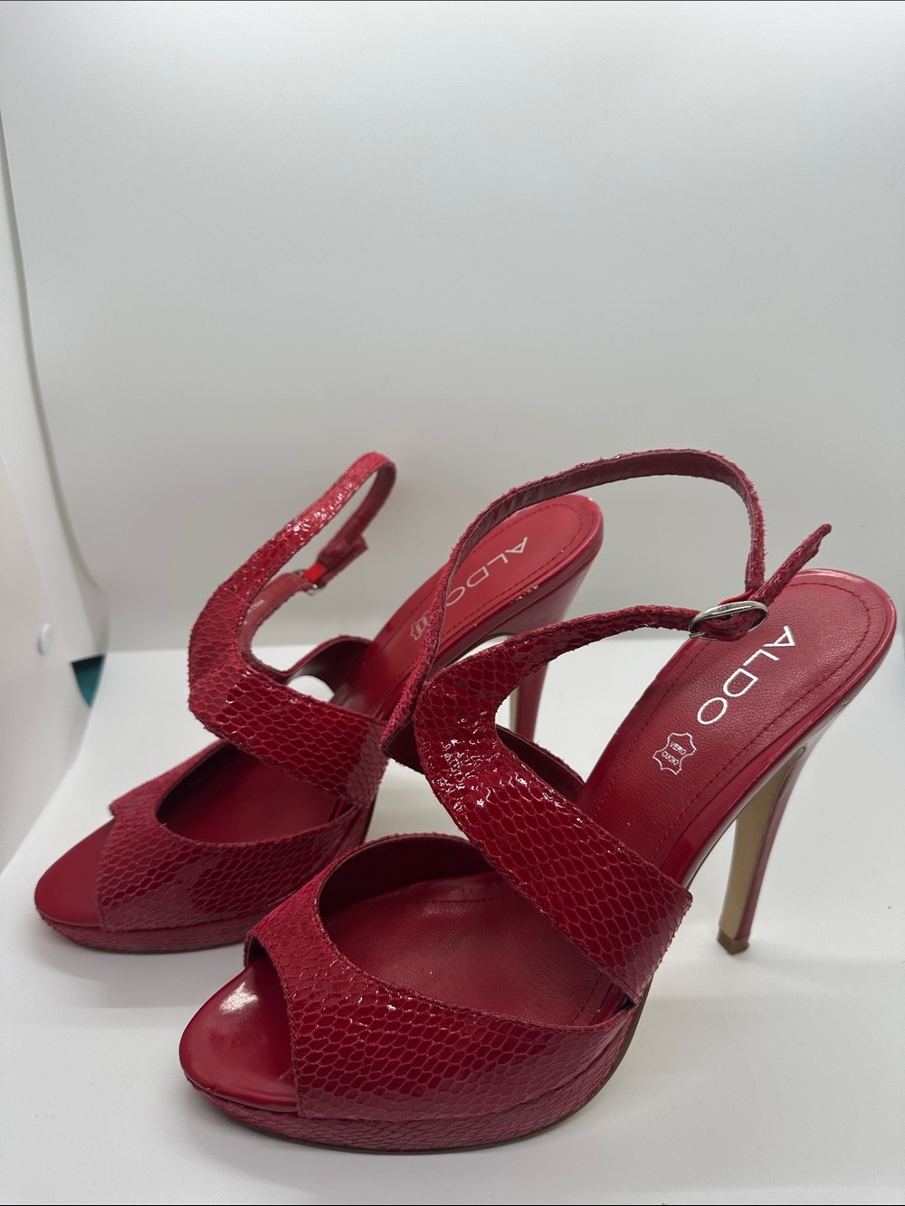 Aldo heels red faux animal texture